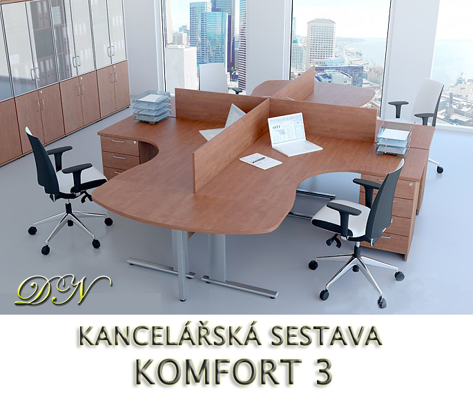 Kancelářská sestava nábytku KOMFORT 3 - Designový NÁBYTEK