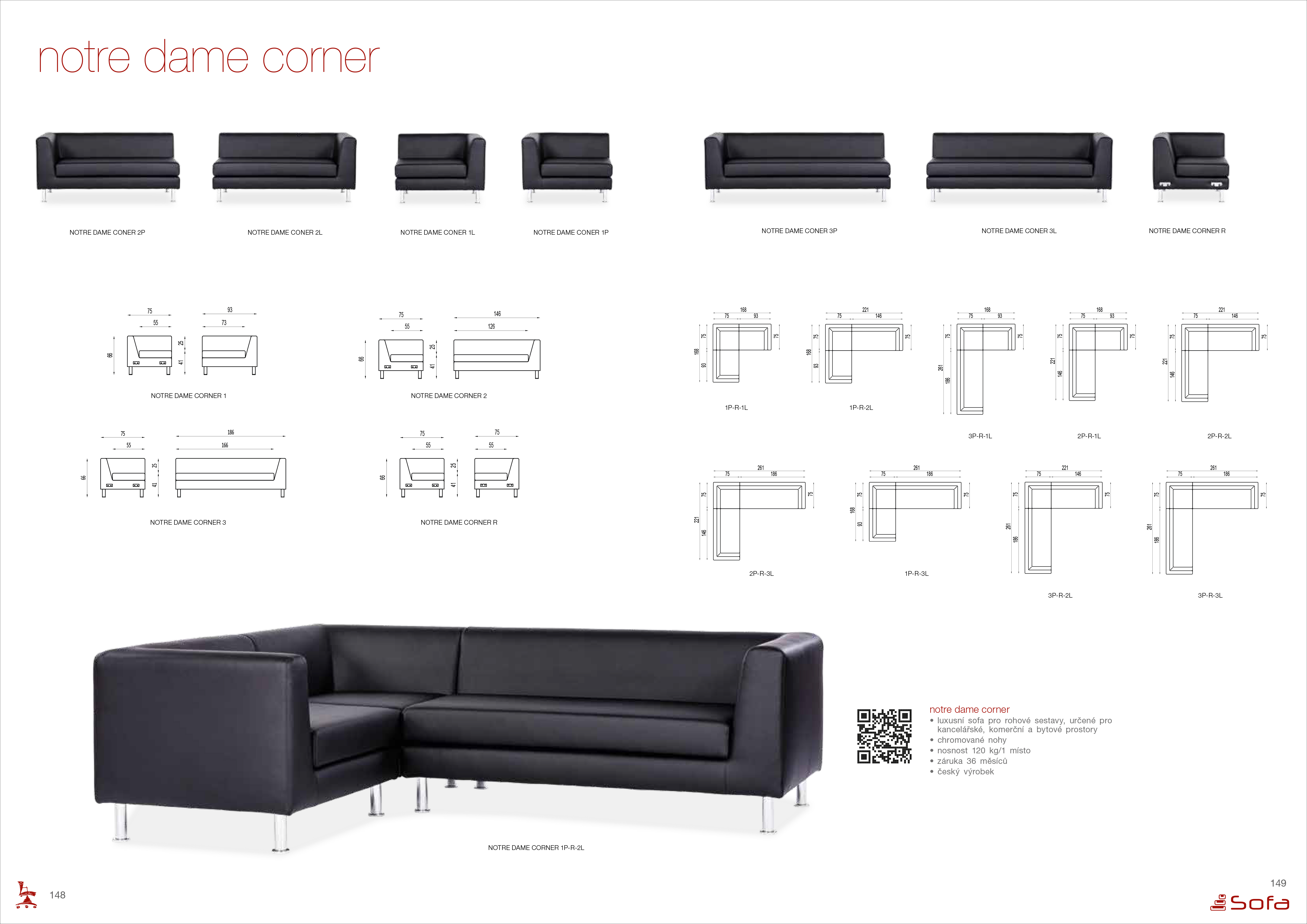 Pohovka rohová NOTRE DAME CORNER 3P/L