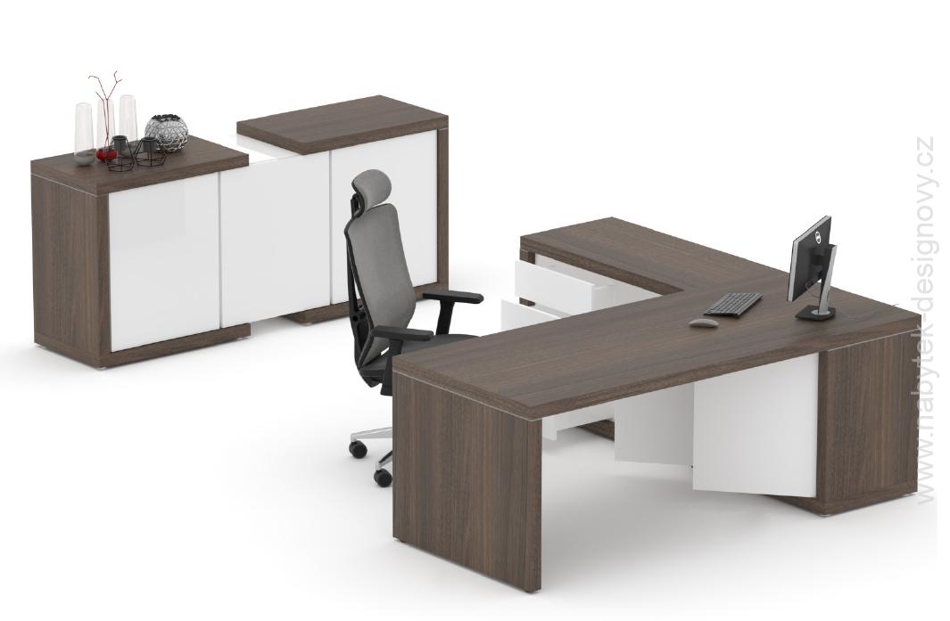 Manažerská sestava stolu s komodou a skříní SOLID Z19, volitelná délka stolu 160/180/200cm