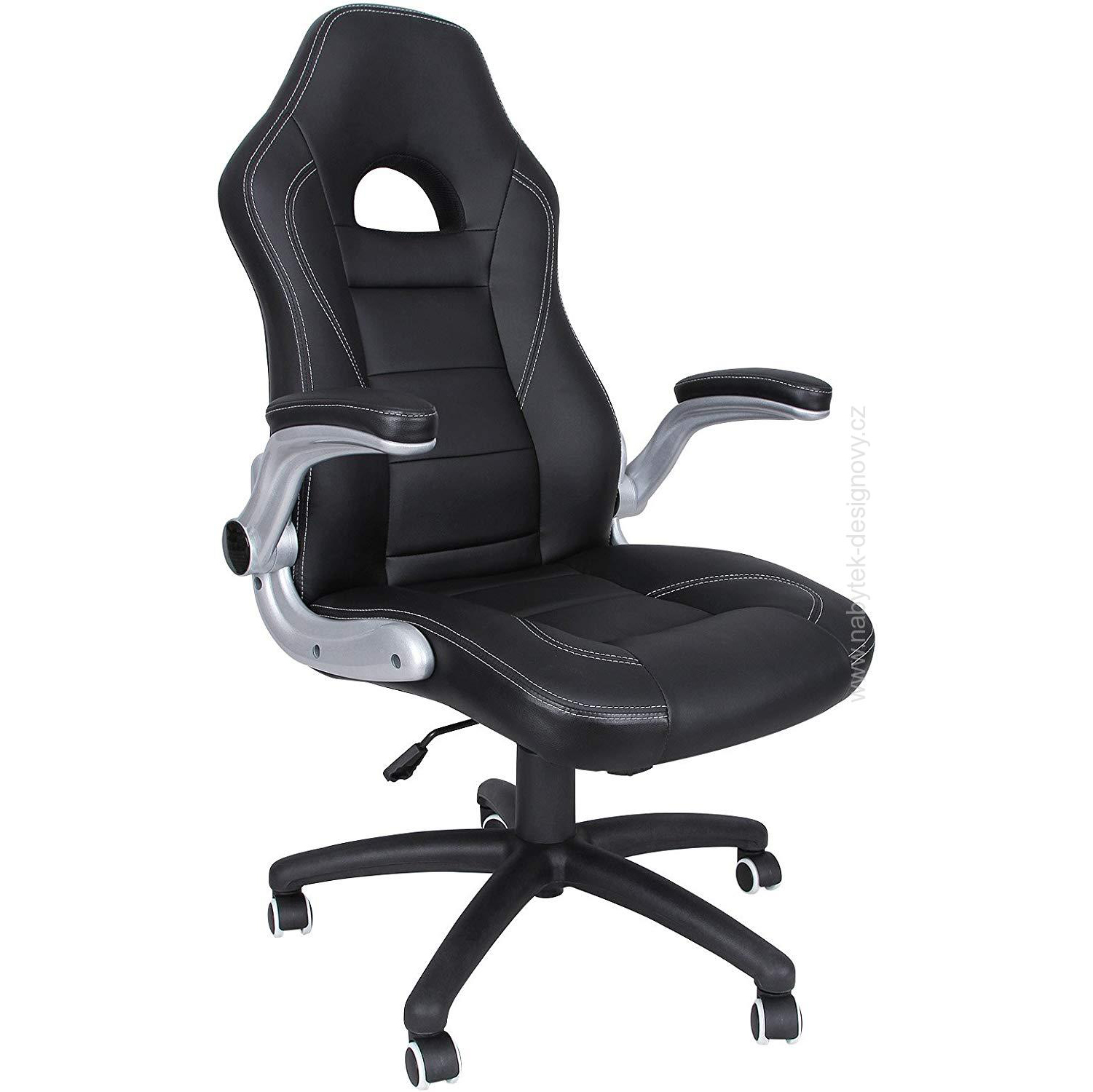 Kancelářská židle Racing Black, pro PC stoly, racing design, nosnost 150kg