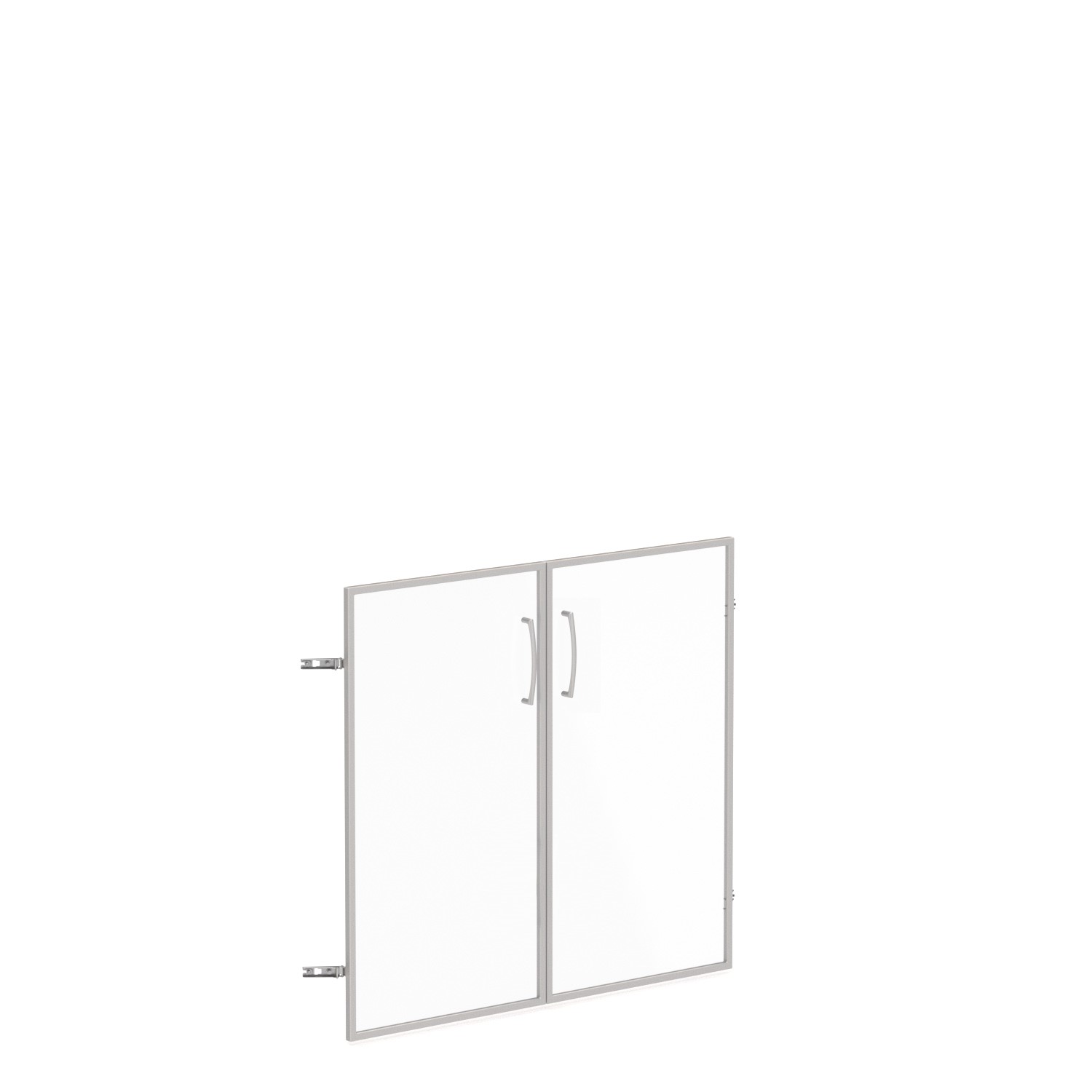Skleněné dveře v AL rámu, výška 33,7cm, šířka 78,6/118,6cm