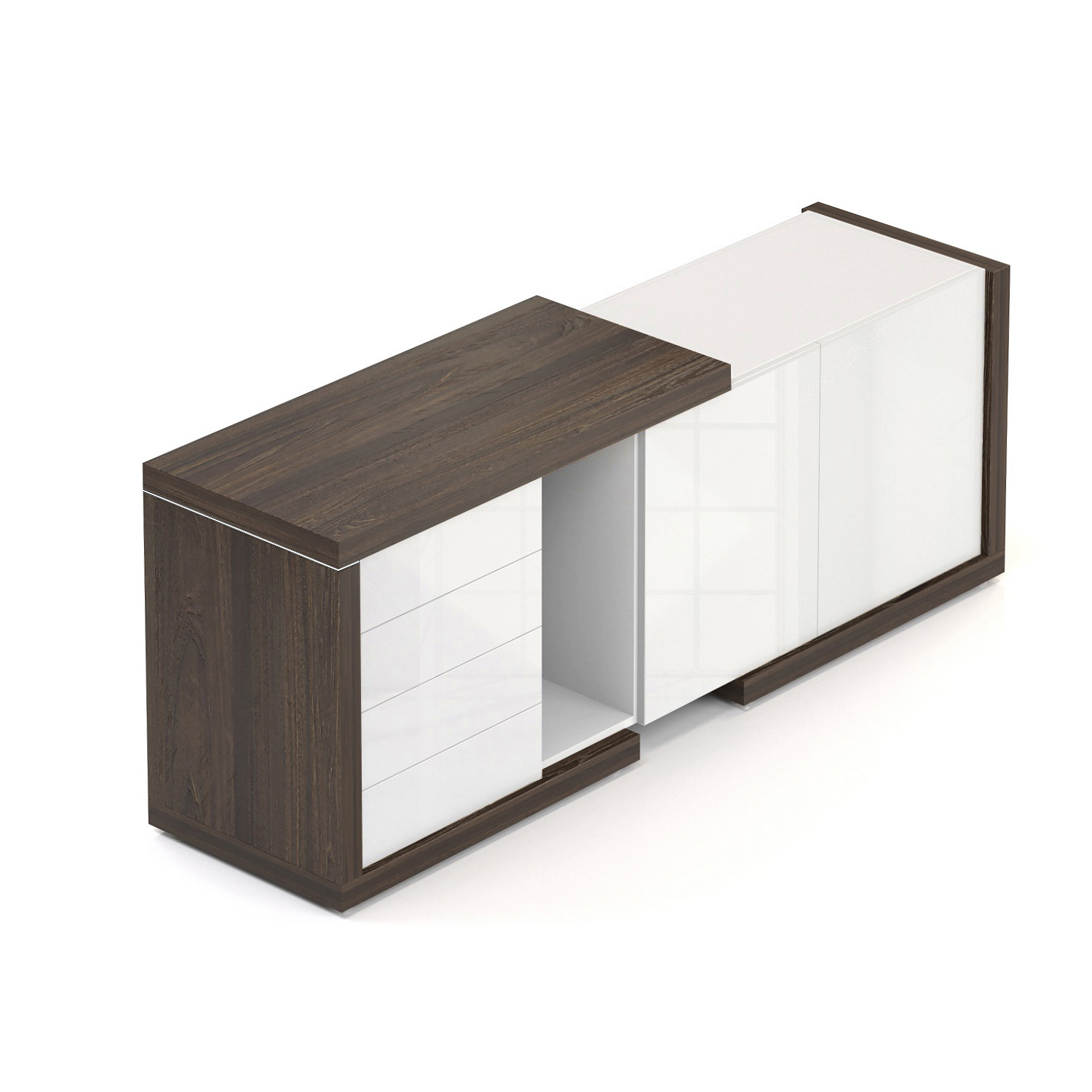Komoda SOLID pro manažerský opěrný stůl, se dvěma dveřmi a zásuvkami 170cm (Komoda SOLID pro manažerský opěrný stůl, se dvěma dveřmi, 4 zásuvky, délka 170cm, hloubka 50cm)