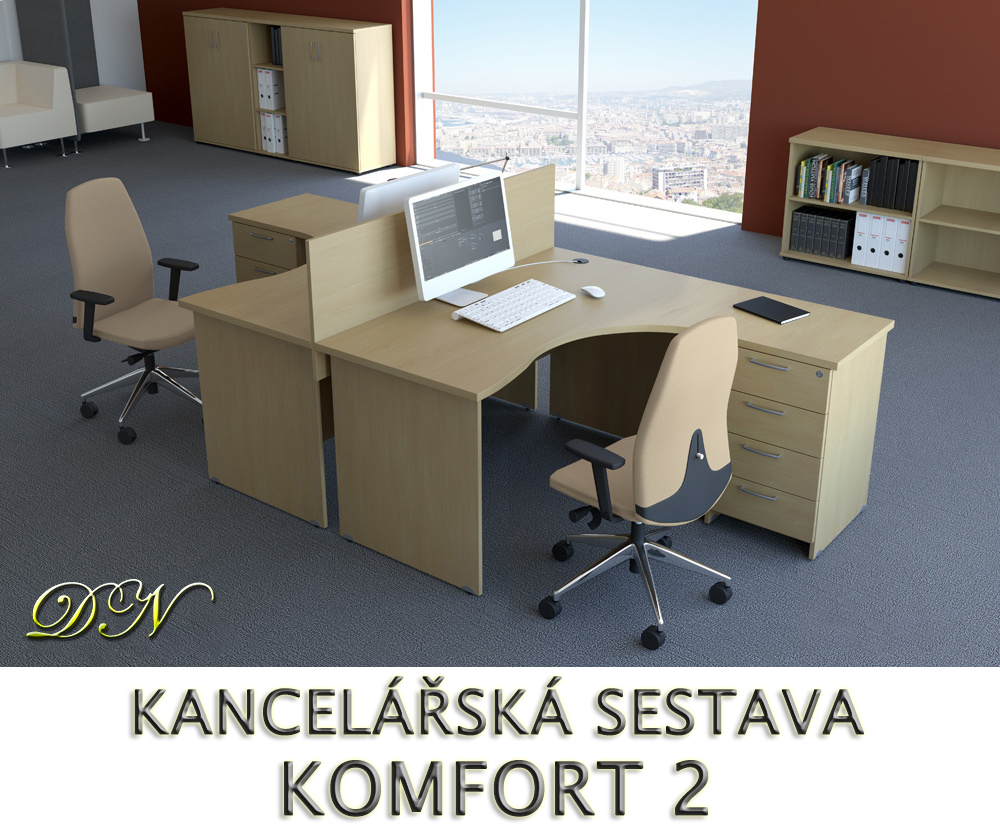 Kancelářská sestava nábytku KOMFORT 2 - Designový NÁBYTEK