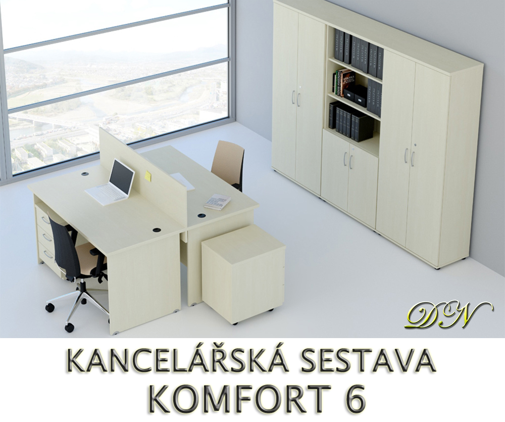 Kancelářská sestava nábytku KOMFORT 6 - Designový NÁBYTEK