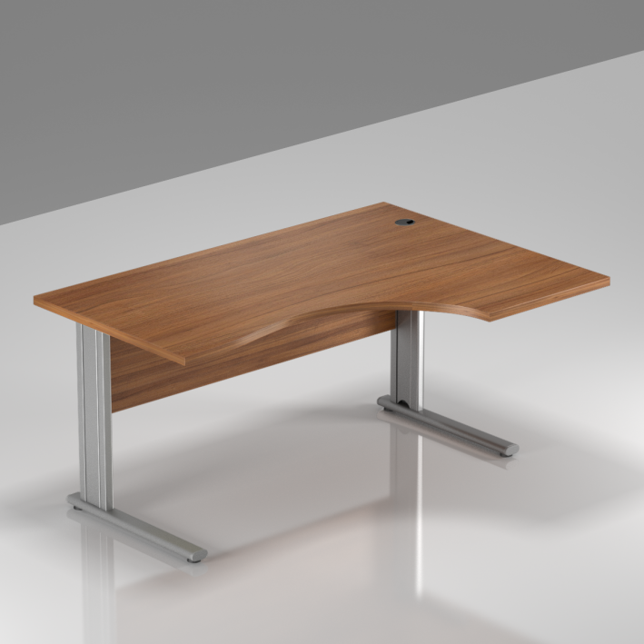 Kancelářský stůl rohový pravý Komfort, kovová podnož, 140x70/100x76 cm - BPR18 19